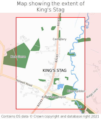 Map showing extent of King's Stag as bounding box