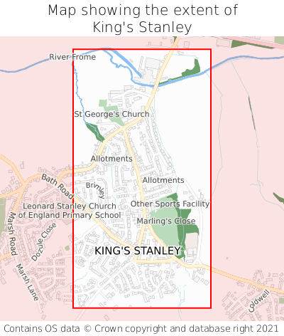 Map showing extent of King's Stanley as bounding box