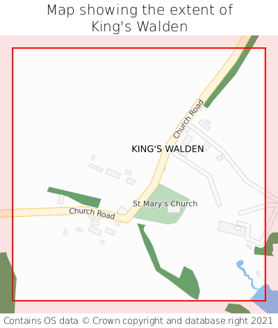 Map showing extent of King's Walden as bounding box