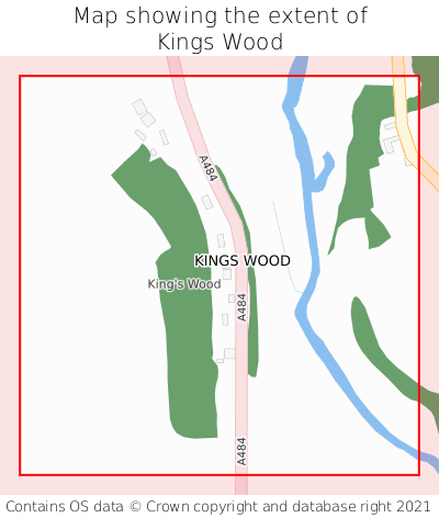 Map showing extent of Kings Wood as bounding box