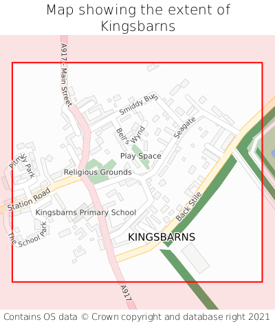 Map showing extent of Kingsbarns as bounding box