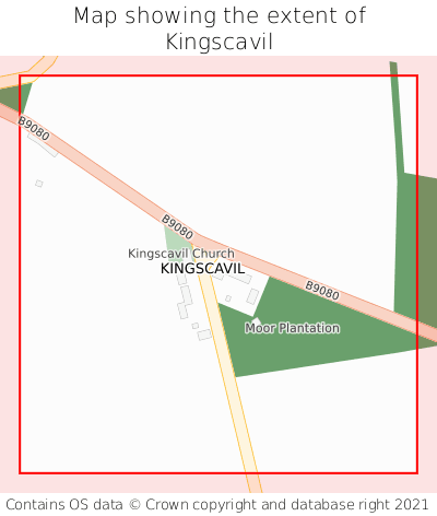 Map showing extent of Kingscavil as bounding box