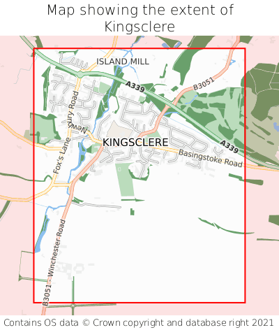 Map showing extent of Kingsclere as bounding box