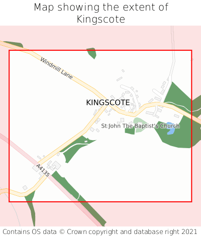 Map showing extent of Kingscote as bounding box