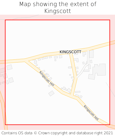 Map showing extent of Kingscott as bounding box
