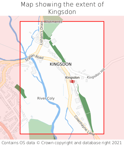 Map showing extent of Kingsdon as bounding box