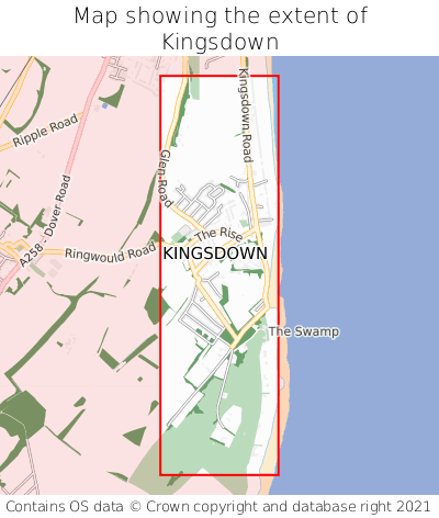 Map showing extent of Kingsdown as bounding box