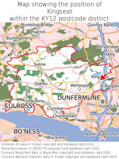 Map showing location of Kingseat within KY12