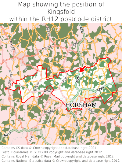 Map showing location of Kingsfold within RH12