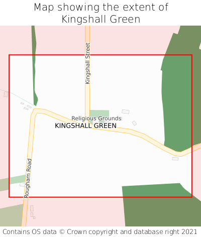 Map showing extent of Kingshall Green as bounding box