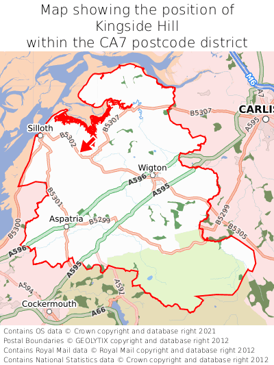 Map showing location of Kingside Hill within CA7