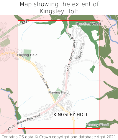 Map showing extent of Kingsley Holt as bounding box