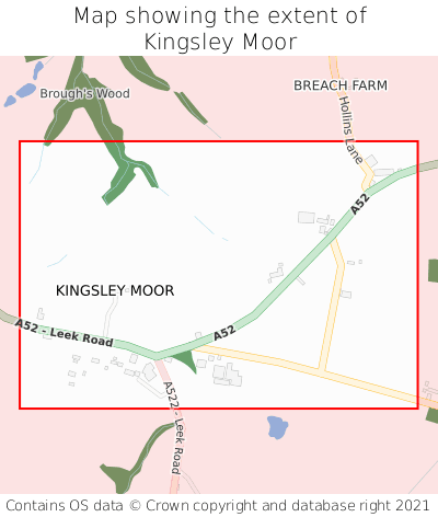 Map showing extent of Kingsley Moor as bounding box