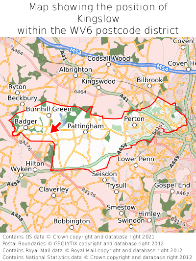 Map showing location of Kingslow within WV6