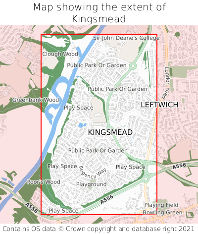 Map showing extent of Kingsmead as bounding box