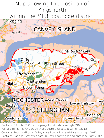 Map showing location of Kingsnorth within ME3