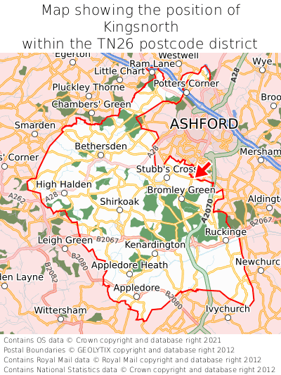 Map showing location of Kingsnorth within TN26