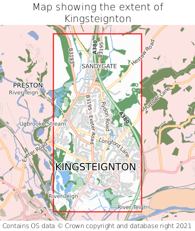Map showing extent of Kingsteignton as bounding box
