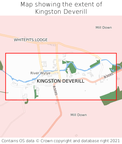 Map showing extent of Kingston Deverill as bounding box