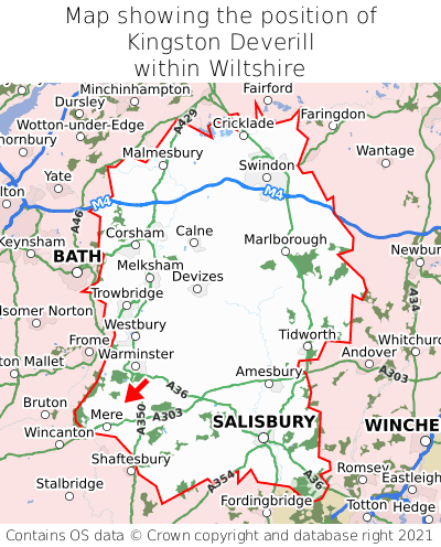 Map showing location of Kingston Deverill within Wiltshire