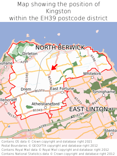 Map showing location of Kingston within EH39