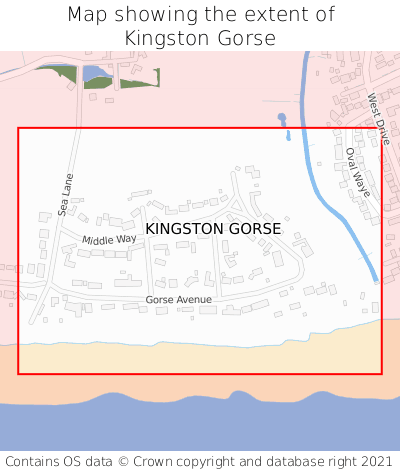 Map showing extent of Kingston Gorse as bounding box