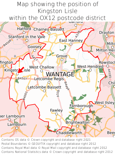 Map showing location of Kingston Lisle within OX12