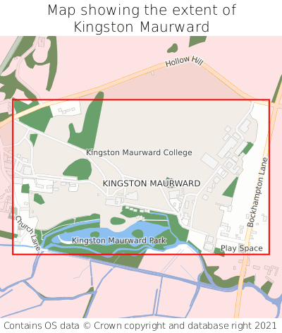 Map showing extent of Kingston Maurward as bounding box
