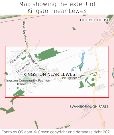 Map showing extent of Kingston near Lewes as bounding box