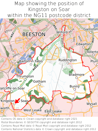 Map showing location of Kingston on Soar within NG11