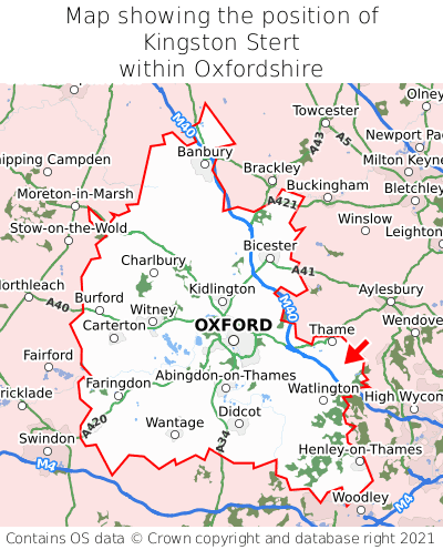 Map showing location of Kingston Stert within Oxfordshire
