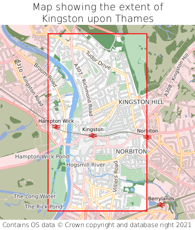 Map showing extent of Kingston upon Thames as bounding box