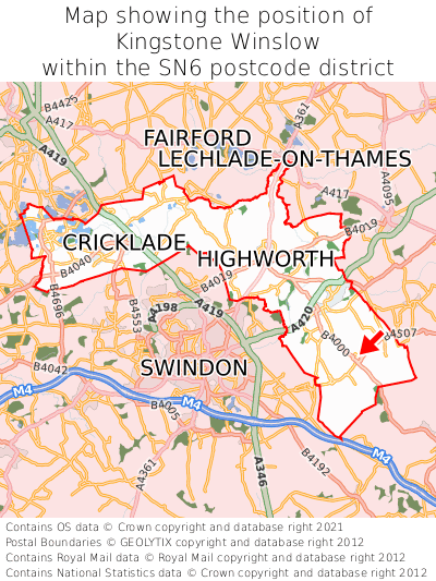 Map showing location of Kingstone Winslow within SN6