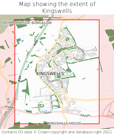 Map showing extent of Kingswells as bounding box