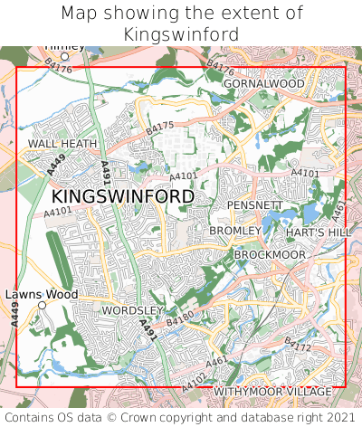 Map showing extent of Kingswinford as bounding box