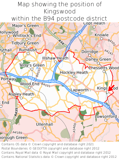 Map showing location of Kingswood within B94