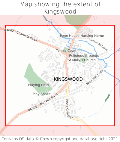 Map showing extent of Kingswood as bounding box