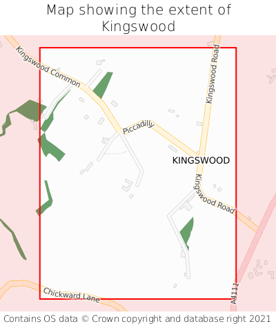 Map showing extent of Kingswood as bounding box