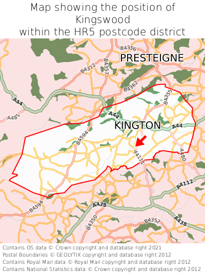Map showing location of Kingswood within HR5