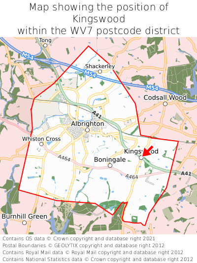 Map showing location of Kingswood within WV7