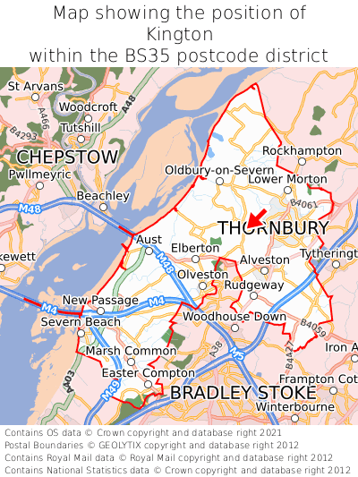 Map showing location of Kington within BS35