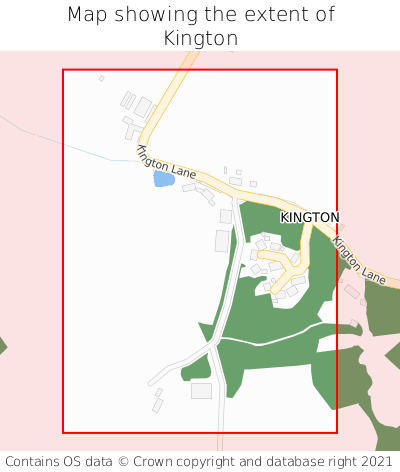 Map showing extent of Kington as bounding box