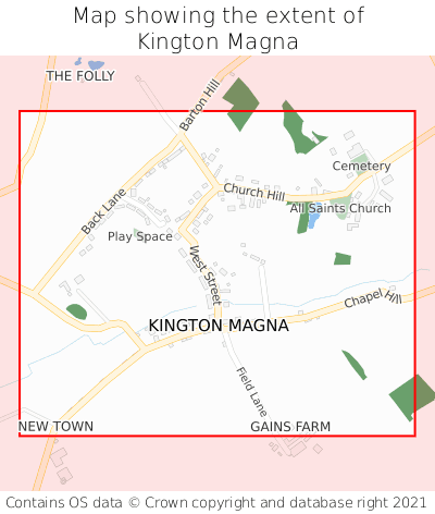 Map showing extent of Kington Magna as bounding box