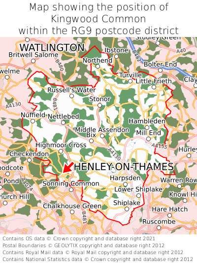 Map showing location of Kingwood Common within RG9