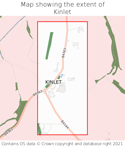 Map showing extent of Kinlet as bounding box