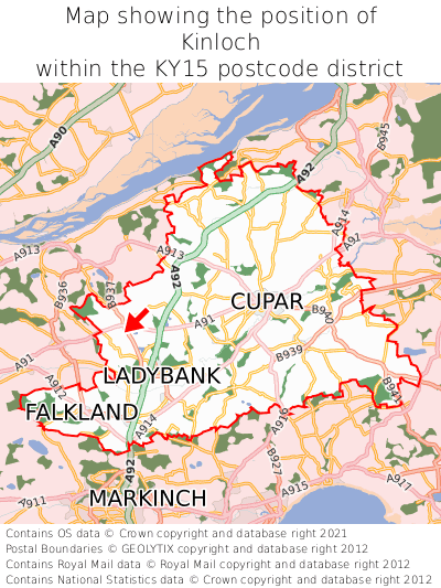 Map showing location of Kinloch within KY15