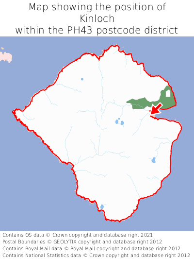 Map showing location of Kinloch within PH43