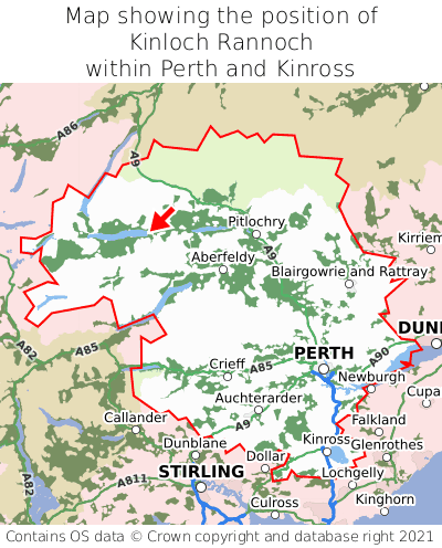 Map showing location of Kinloch Rannoch within Perth and Kinross