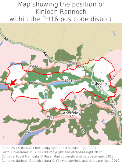 Map showing location of Kinloch Rannoch within PH16