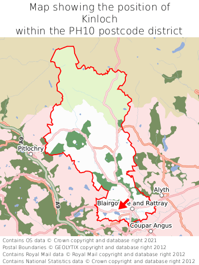 Map showing location of Kinloch within PH10